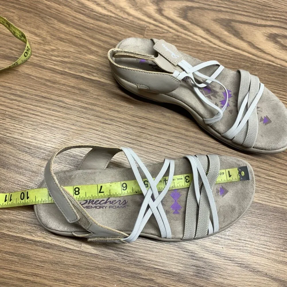 Skechers Memory Foam Womens Size‎ 7 Beige Sandals Straps Casual Shoes